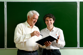 Teacher and older student talking