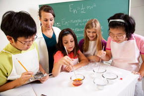 students in a biology lab