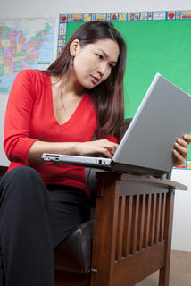 Teacher on laptop