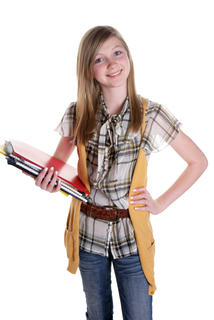 girl holding folders