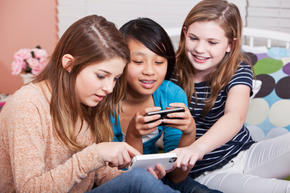 students using cell phones