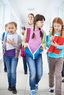 students in the hallway