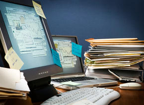 a cluttered desk