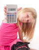 Young girl with calculator