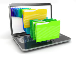 Computer screen with file folders
