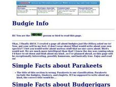 Budgie Info Lesson Plan
