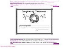 Certificate of Achievement Lesson Plan