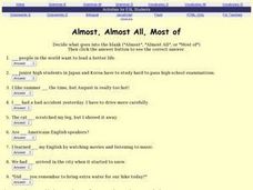 ESL Quiz - Almost, Almost All, Most of (Larry Davies) I-TESL-J Lesson Plan