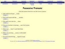 ESL Quiz - Possesive Pronouns (Barbara Lyons Perez) I-TESL-J Lesson Plan