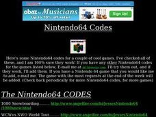 Jesse's Nintendo64 Codes Lesson Plan