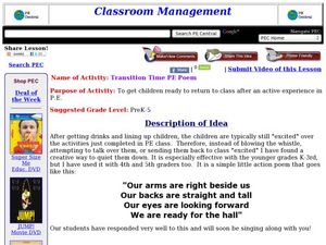 Transition Time PE Poem Lesson Plan