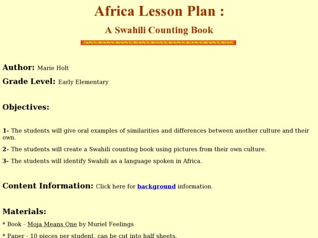 A Swahili Counting Book Activity