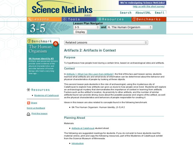 Artifacts 2: Artifacts in Context Lesson Plan