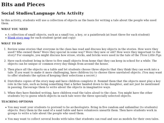 Bits and Pieces Activity