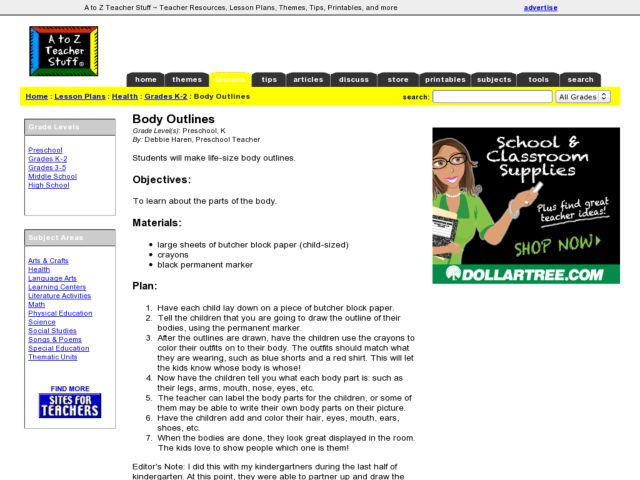 Body Outlines Lesson Plan
