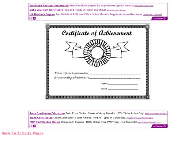 Certificate of Achievement Lesson Plan