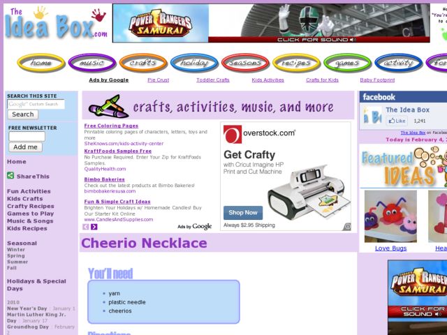 Cheerio Necklace Activity