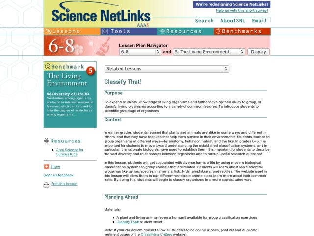 Classify That! Lesson Plan