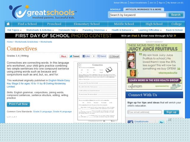 Connectives Worksheet