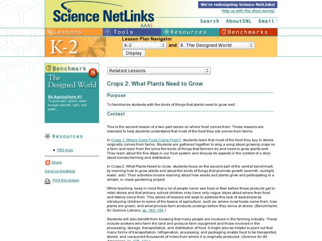 Crops 2: What Plants Need to Grow Lesson Plan