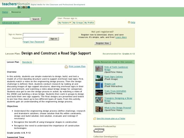 Design and Construct a Road Sign Support Lesson Plan