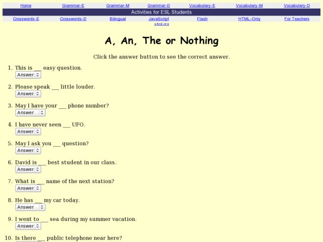 ESL Quiz - Lesson Plan