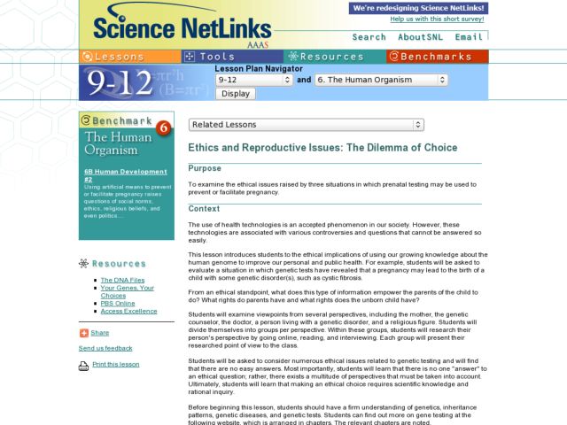 Ethics and Reproductive Issues: The Dilemma of Choice Lesson Plan