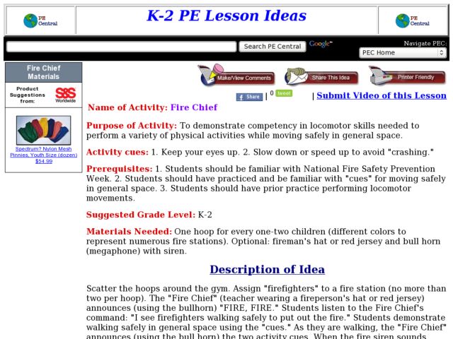 Fire Chief Lesson Plan