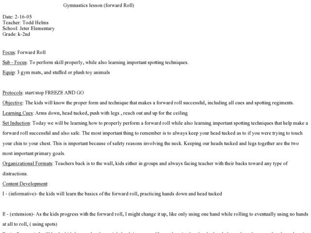 Forward Roll Lesson Plan