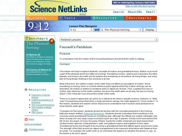 Foucault's Pendulum Lesson Plan