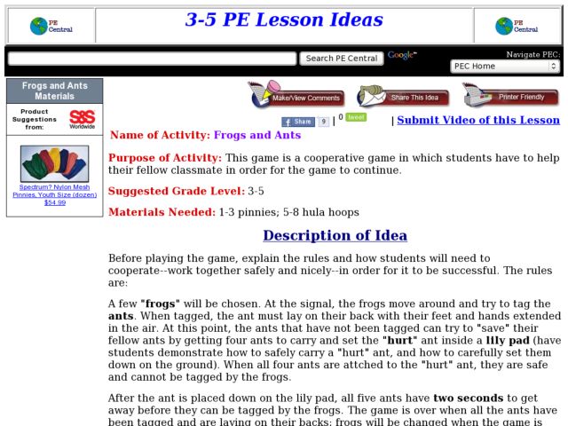 Frogs and Ants Lesson Plan