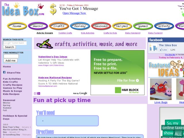 Fun at Pick up Time Activity