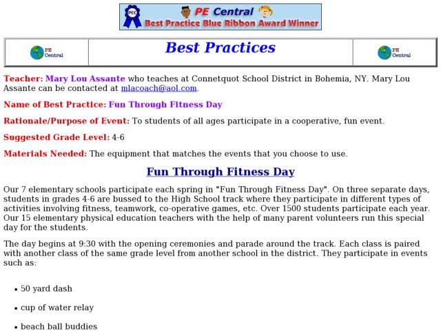 Fun Through Fitness Day Lesson Plan