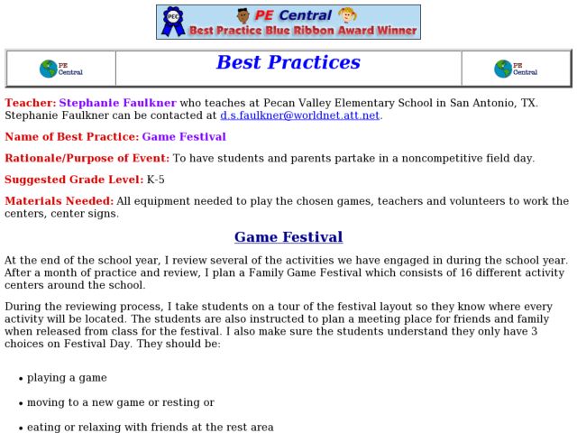 Game Festival Lesson Plan