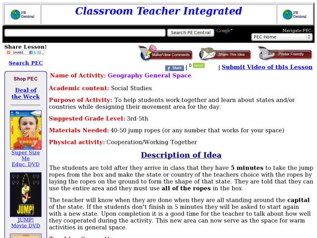 Geography General Space Lesson Plan