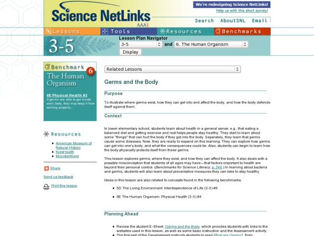 Germs and the Body Lesson Plan