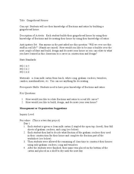 Gingerbread Houses Lesson Plan