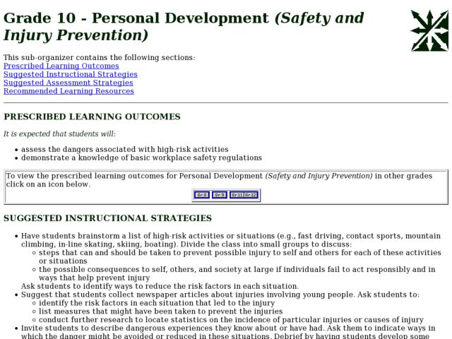 Grade 10 - Personal Development (Safety and Injury Prevention) Lesson Plan