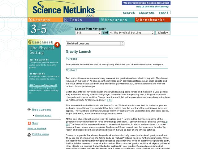 Gravity Launch Lesson Plan