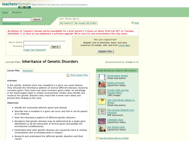 Inheritance of Genetic Disorders Lesson Plan