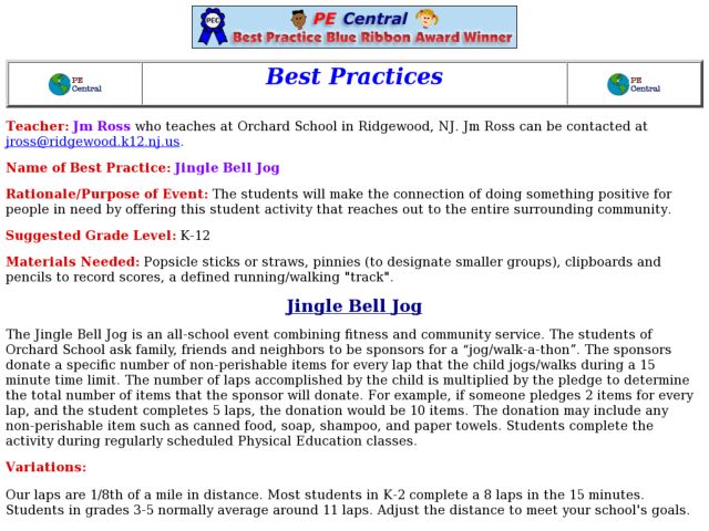 Jingle Bell Jog Lesson Plan