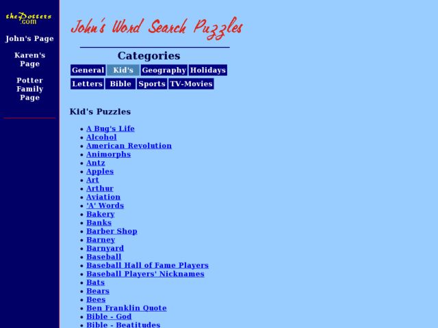 John's Word Search Puzzles Lesson Plan