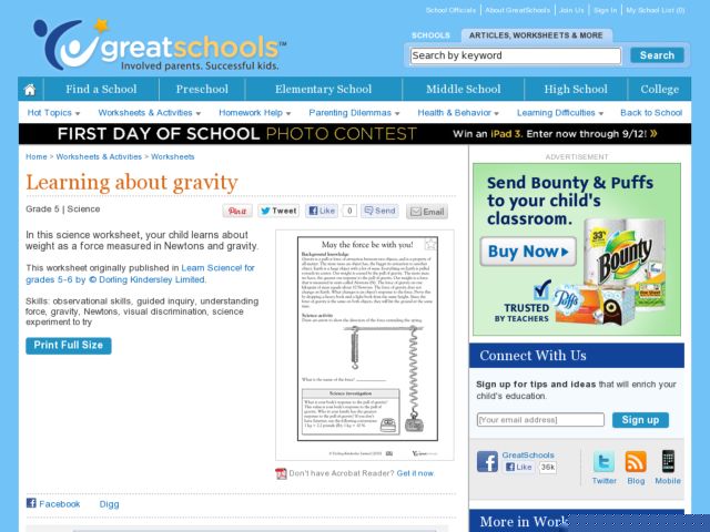 Learning about gravity Worksheet