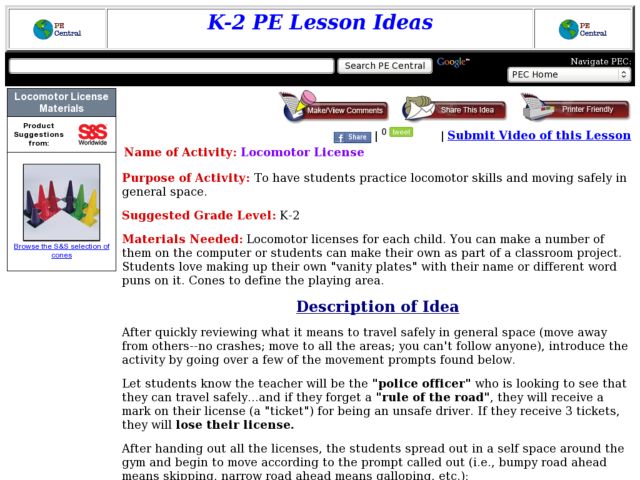 Locomotor License Lesson Plan