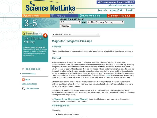 Magnets 1: Magnetic Pick-ups Lesson Plan