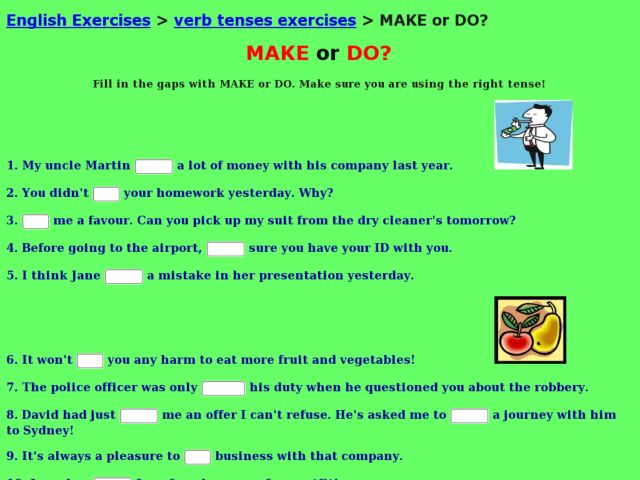 Make or Do Worksheet