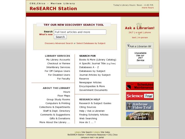 Meriam Library - ReSEARCH Station Lesson Plan
