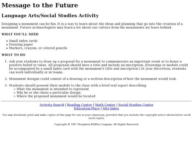 Message to the Future Activity