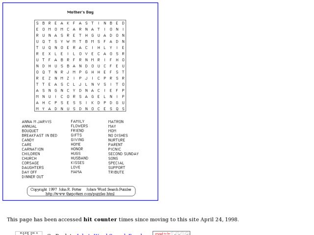 Mothers Day Worksheet