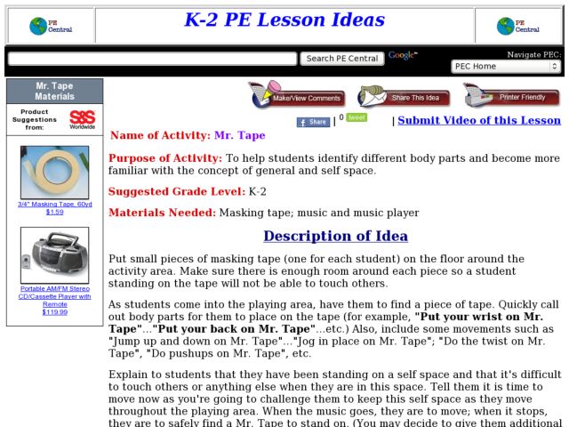 Mr. Tape Lesson Plan